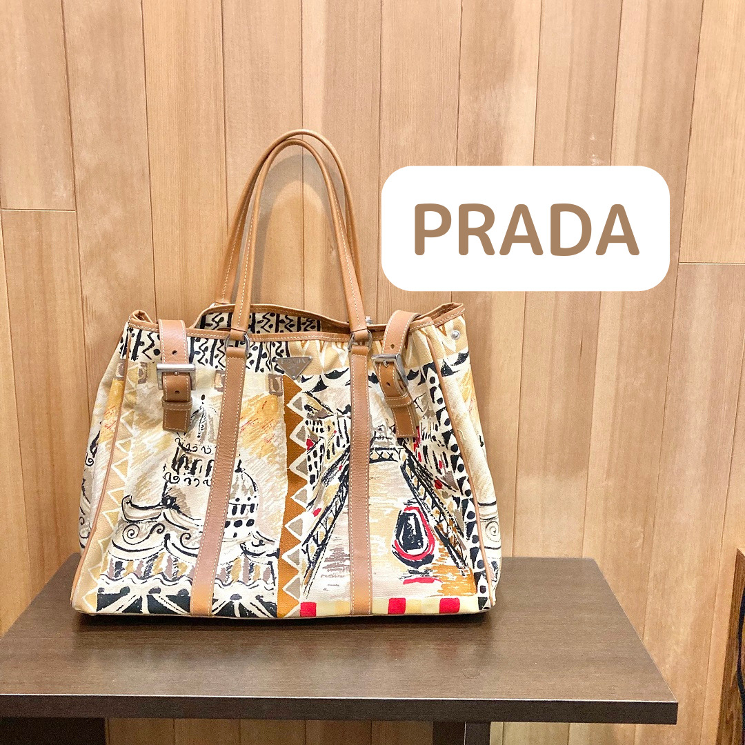 PRADA(プラダ) キャンバス 風景画柄 トートバッグ – monobank – プロの